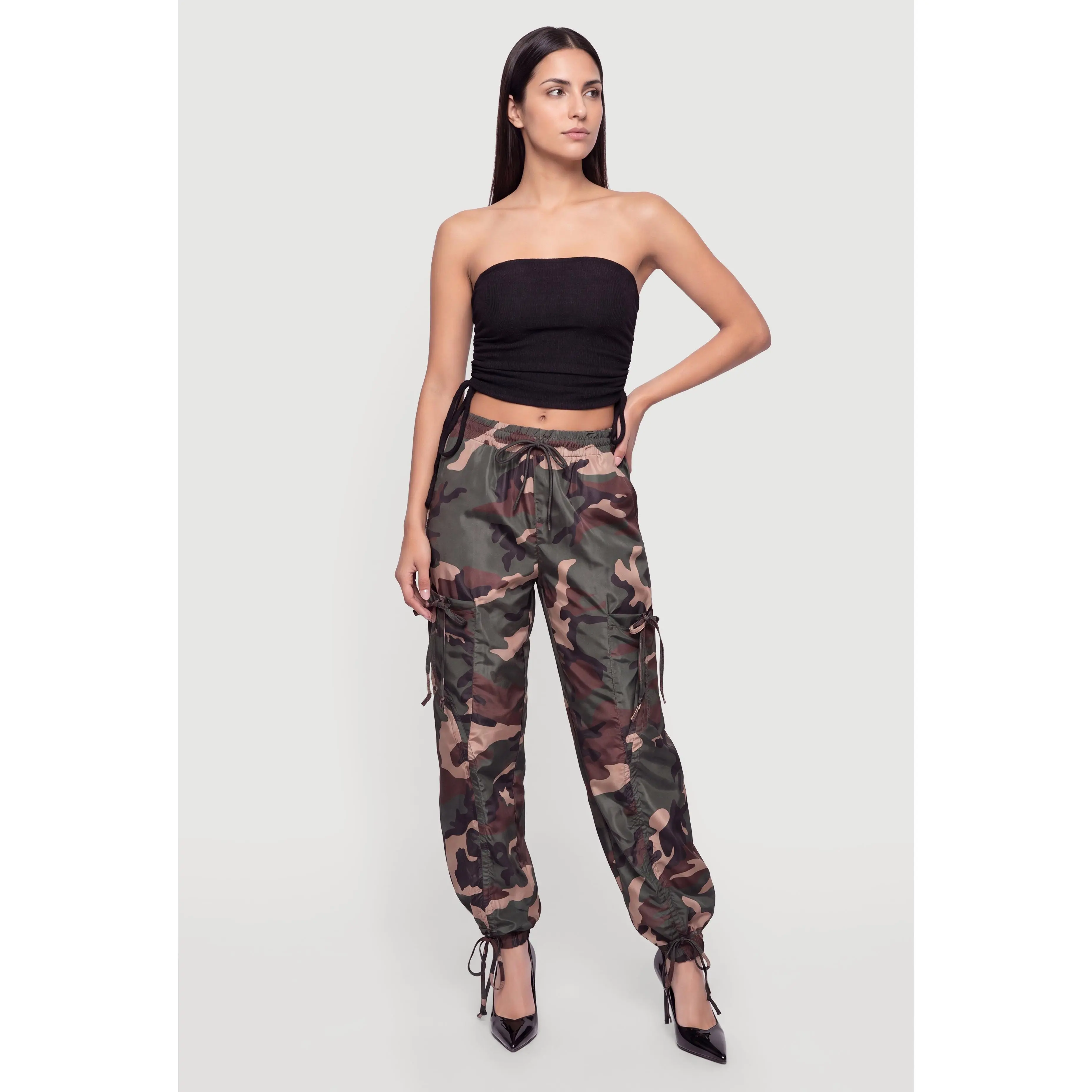 Camouflage Cargo Pocket Drawstring Waist Joggers