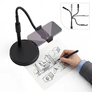 Overhead Desktop Phone Holder - Rotating Arm and Base, Adjustable Angle Design for Photo Video Capture, Online Meetings