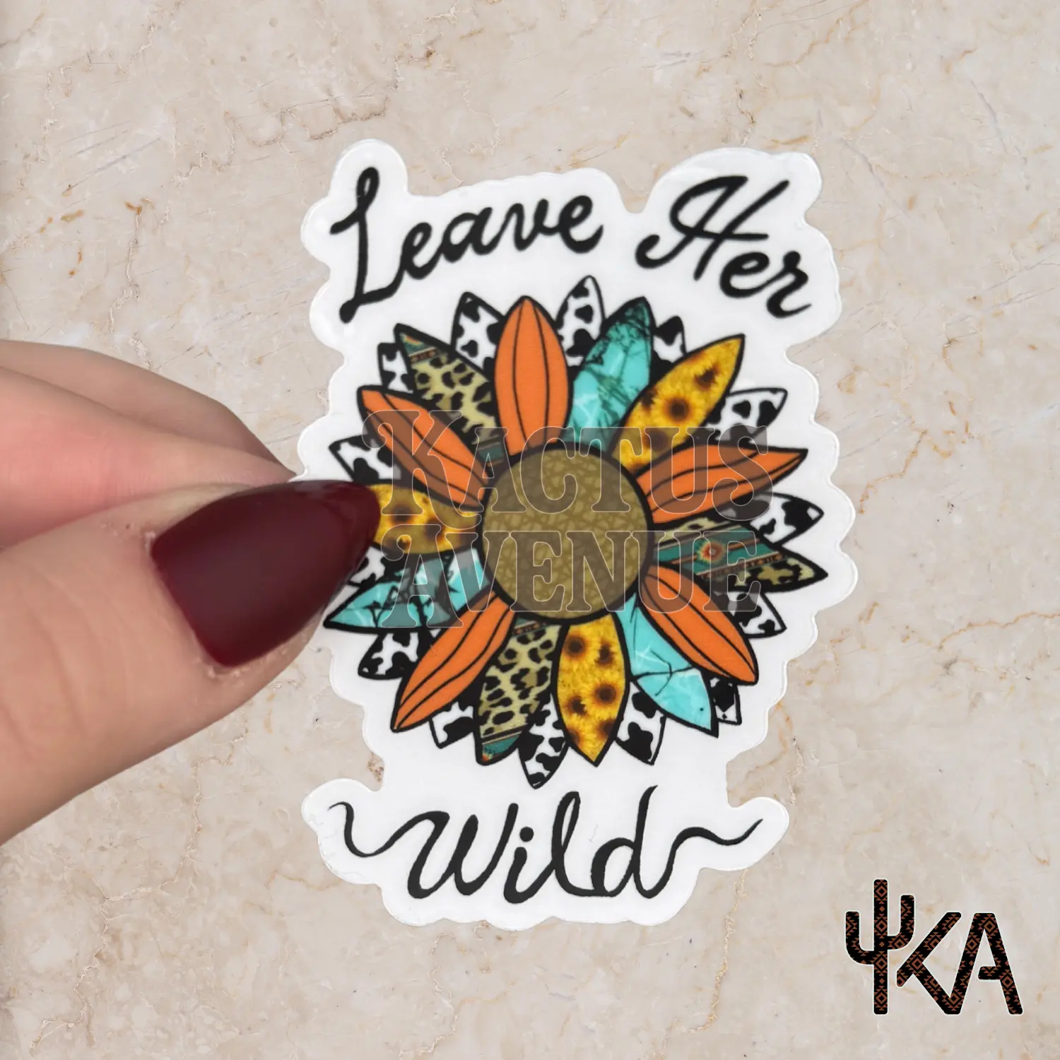 Leave Her Wild Clear Sticker Boho Cowgirl Sunflower Cowprint Turquoise Western Cowgirl Weatherproof Waterproof Waterbottle Sticker Laptop Decal - Decorative