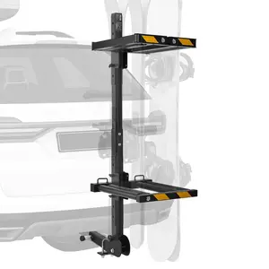 VEVOR Hitch Mounted Ski Snowboard Rack, Fits 2-Inch Receiver, Carries up to 6 Pairs of Skis or 4 Snowboards, Hitch-Mounted Rack for Car with Key Lock, Security Strap, Tilt Access, Rubber PaddingVEVOR Super Brand Day