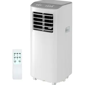 White 8000 BTU  Portable Air Conditioner   3 in 1 Cooling  Dehumidification and Fan  for 350 square feet  Drainless Design  24 Hour Timer  Ultra Quiet  Gray Top