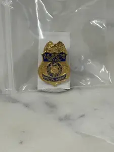 U.S. Customs Badge Pin: Gold Enamel - Federal Agent Collectible
