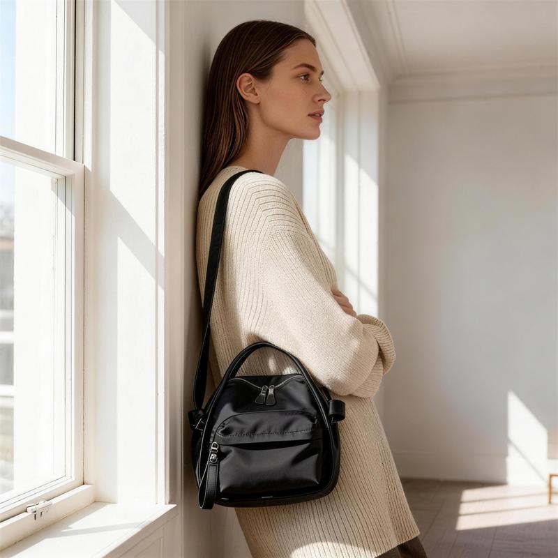 Lightweight Nylon Crossbody Bag for Women – Large Capacity Shoulder Purse with Front Pocket for Daily Use