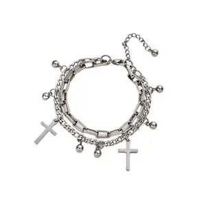 Exaggerated Hip-hop Style Double-layer Stacked Chain Internet Celebrity Personalized Hand Jewelry Alloy Super Cool Accessory