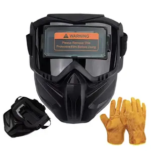 Auto Darkening Welding Helmet with Gloves – Anti-Glare Face Shield for Welders – Safety Protection for Welding, Woodworking, Electrical Work & Grinding – Includes Welding Gloves