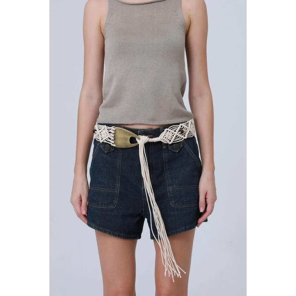 Braided Rope Belt – Antique Bronze Buckle & Boho Fringe 🌾⛓️