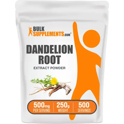 BulkSupplements Pure Dandelion Root Extract Powder - Plant-Based Edible Dietary Detox Supplement, Gluten-Free, Dairy-Free, No Artificial Flavors, Immunity & Liver Support, 250g, 500mg/Serving, Prop 65 Safe Vitamin Aid, Detox Supplements
