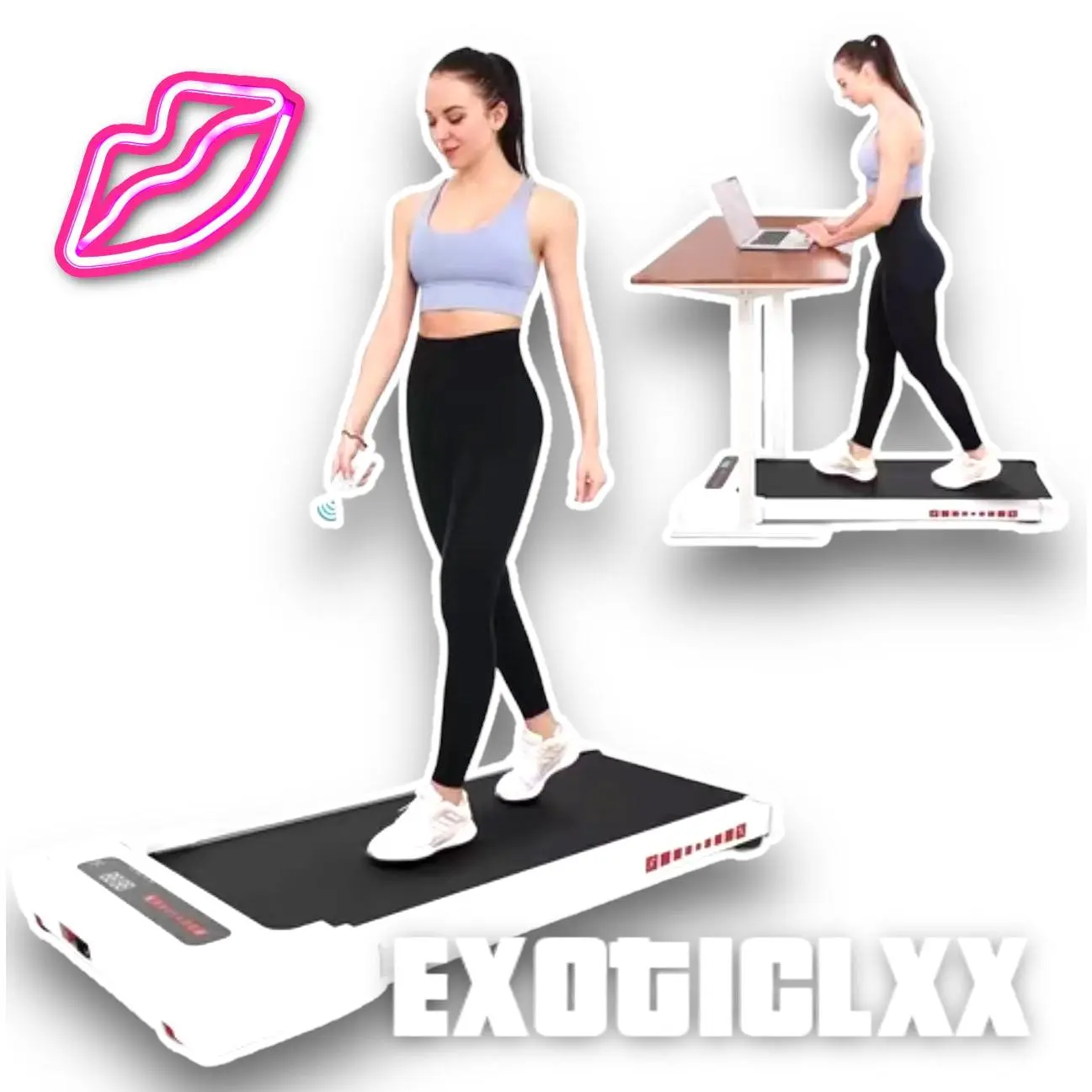 Walking Pad Treadmill under Desk, White 2.25HP Portable Mini Treadmill W/ Remote Control