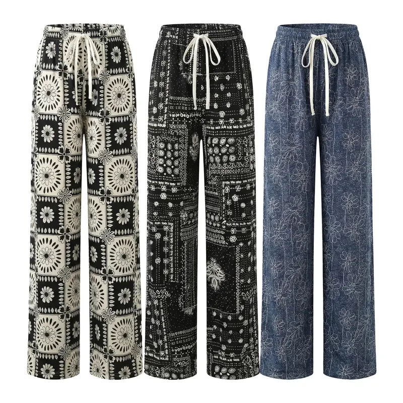Women's 9 Pack Wide Leg Modal Pajama Pants, Loose Fit for Family Wear, Lightweight Soft & Stretch Breathable Fabric, Drawstring Elastic Waistband, No Pockets, Plus Size, Everyday Casual Home Loungewear & Daily Sleep Bottoms