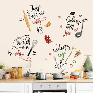 Kitchen  Wall Stickers Quotes Kitchenware Lettering Peel and Stick Wall Art  for Cupboard Dining Baking Room Restaurant