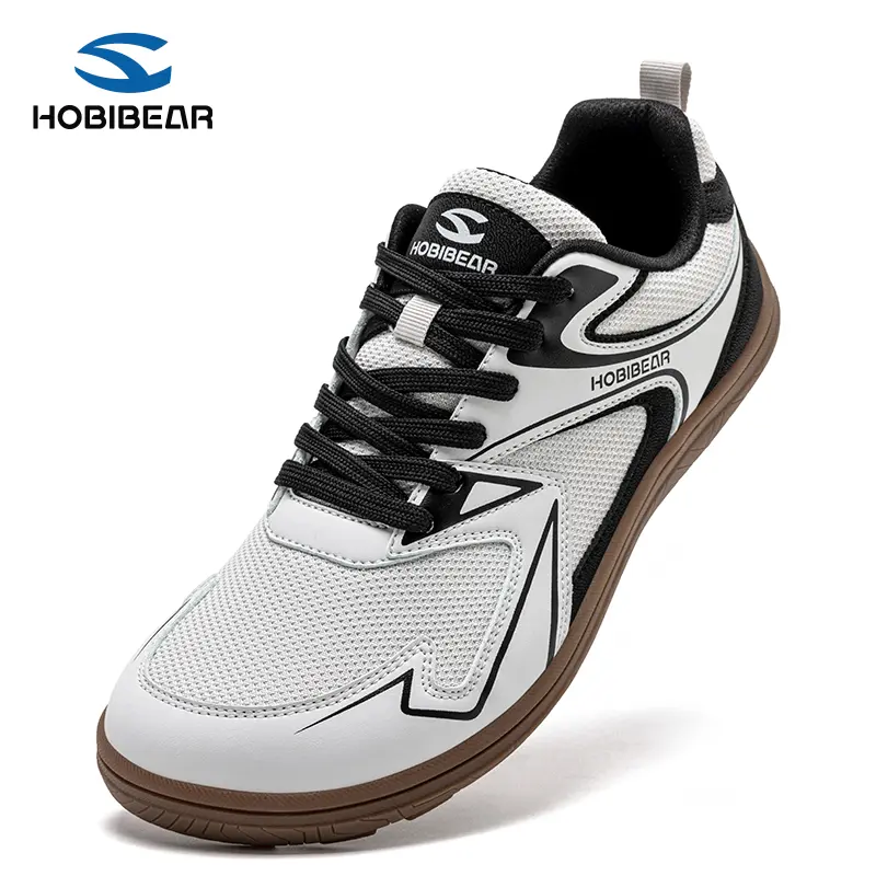 HOBIBEAR Neutral Wide-Toe Barefoot Shoes Minimalist Sneakers, Suitable for Men and Women with Lacing for Walking