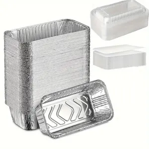 50 Pack Foil Pans with Lids High Thermal Conductivity Disposable Aluminum Trays for Baking Grilling Cooking Storage Food Preparation
