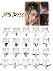 20pcs Hair Clips Set - Versatile Non-Feathered Pentagram Barrettes For Fashionable Hairstyling Metal Snap Barrettes