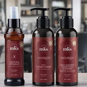 Viral Hair Care Set for Frizz + Shine  | MKS eco Shampoo + Conditioner + Leave-In Detangler (Smooth, Hydrated Hair)