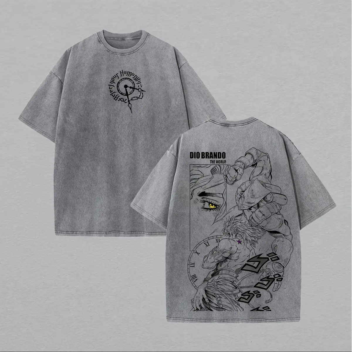 Men's JoJo's Bizarre Adventure Graphic Fitted Short-Sleeve Casual Fashion Washed Unisex T-Shirt14, Shortsleeve, Washed T-Shirt, Crew Neck, Machine Washable, Personalized, Classic, Menswear, Retro, Round Neck, Tshirt, Top