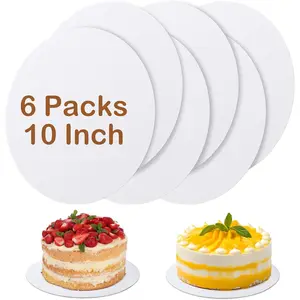 6 Pcs Cake Boards,White Cake Boards 10 inch Round,100%Food-graded Cardboard Cake Rounds,Waterproof and Oil-proof Cake Base for Cake DIY, Wedding, Birthday, Dessert, Pizza Decorating & Exhibition