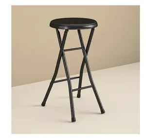 stays Folding Metal Stool, Black