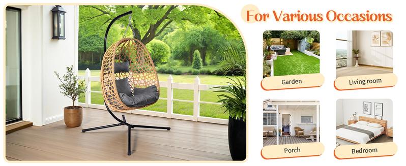 Valentine's Gift for Her   WTFGO Home Universal Leisure Chair - Comfortable & Practical Rattan Egg Chair with Soft Cushion for Bedroom, Balcony & Courtyard Outdoor Furniture