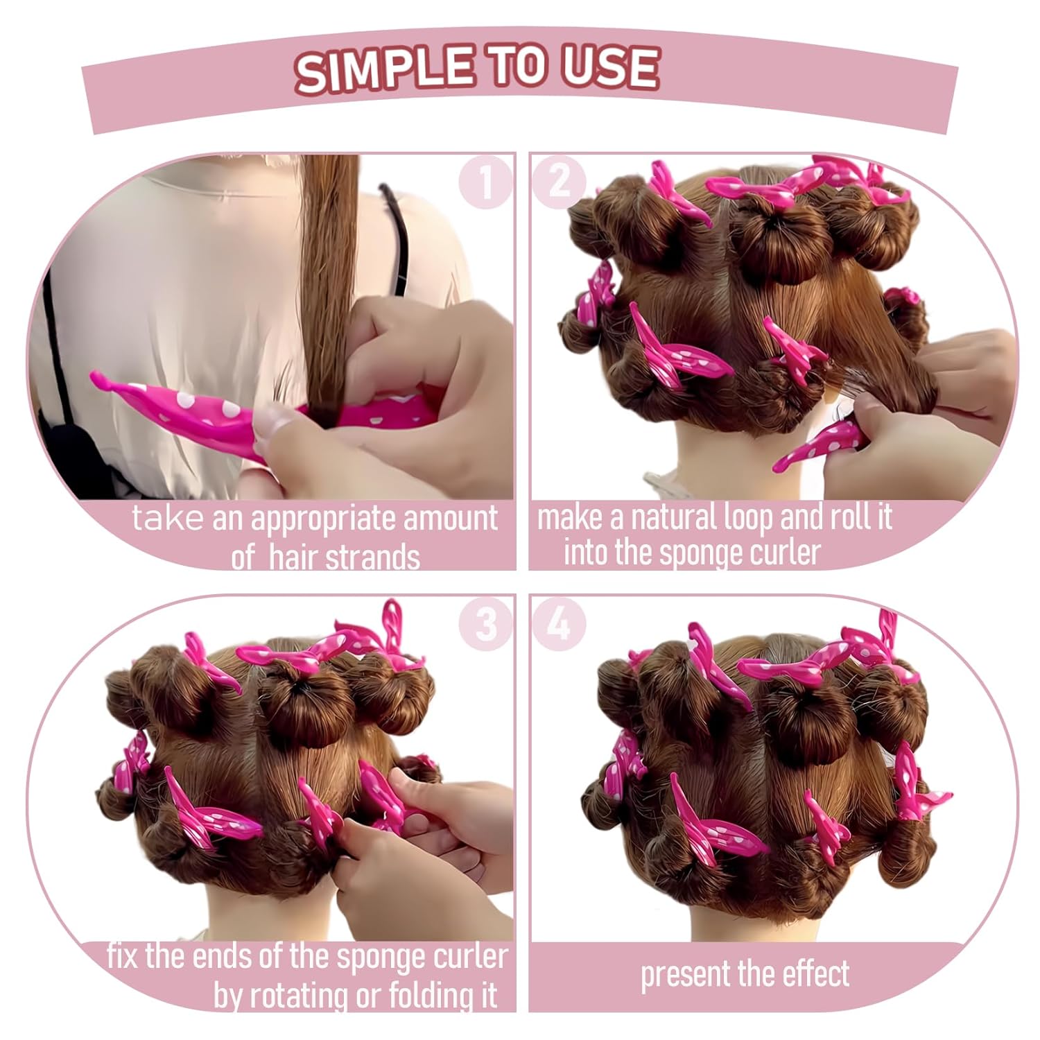 10PCS Soft Heatless Hair Curling Rods, Flexible Sponge Hair Rollers for Overnight Styling, DIY Natural Waves and Curls, Comfortable Sleeping Hair Curlers for Women