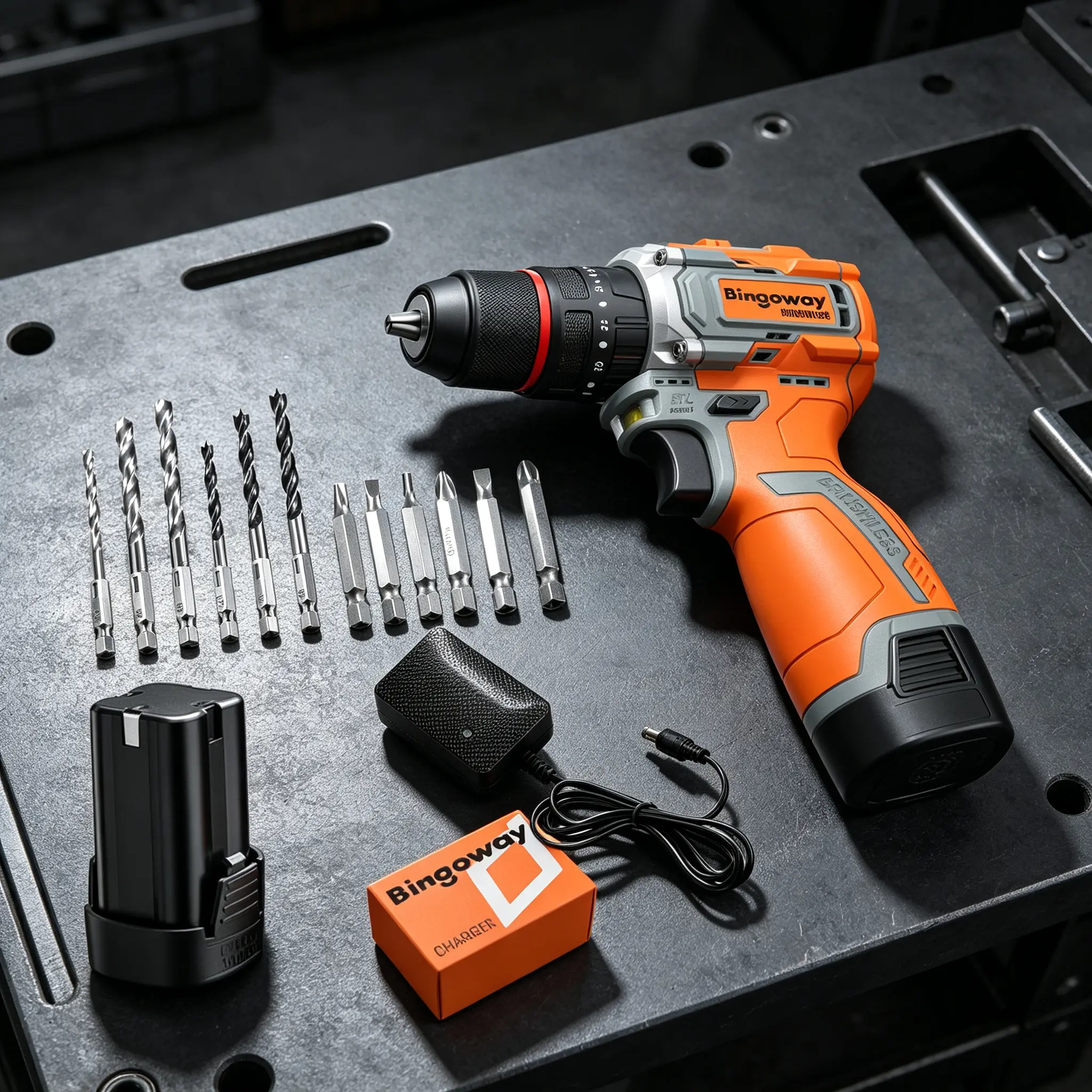 Bingoway Brushless Cordless Drill Set, Rechargeable Power Drill with Battery & Charger, Drill Bits & Screwdriver Bits Kit for Home DIY Repair