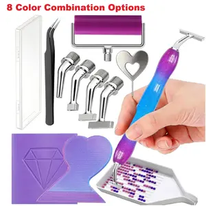 DIY 5D Diamond Painting Tool Kit, Ergonomic 45° Spiral Metal Pen Tip, Drill Pen, Roller Tools, Special Glue, Tray, Tweezers