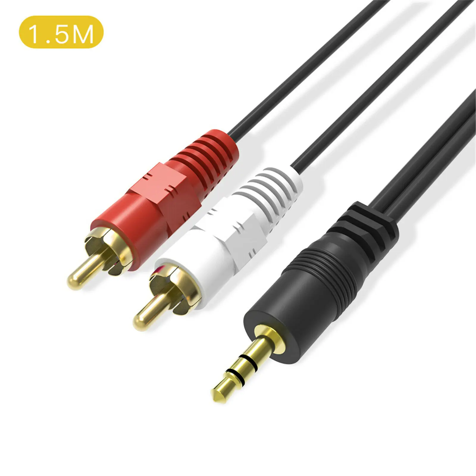 5ft 3.5mm Audio AUX 1/8"Stereo to 2 RCA Male Y Cable Adapter Cord MP3 iPod Phone
