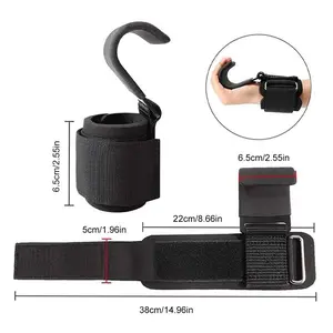 Lifting Hook Grips with Wrist Wraps, Gym Fitness Hook Wrist Straps, Deadlift Straps for Weightlifting, Powerlifting, Workout Accessories Training Attachments for Women & Men