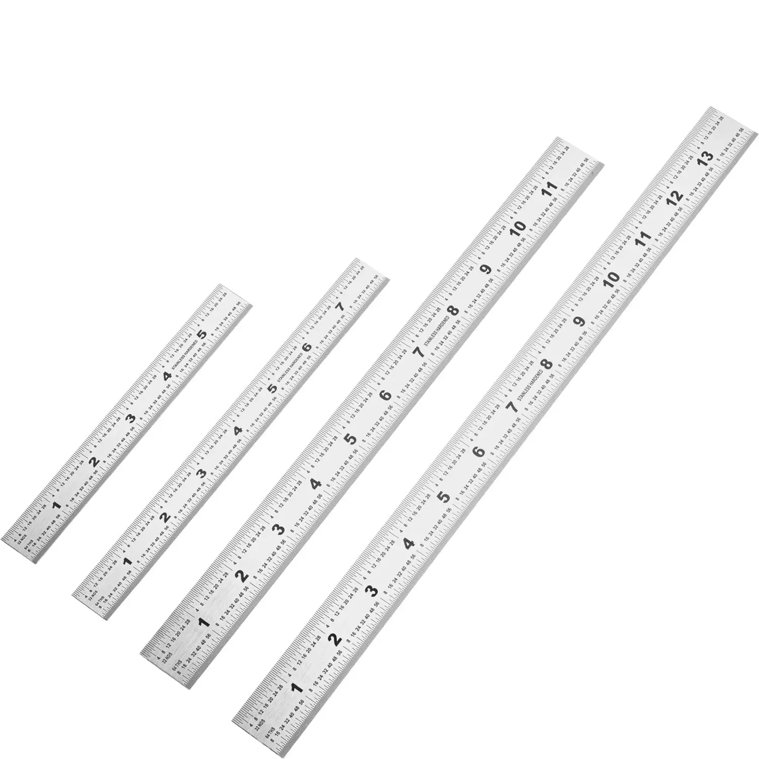 Machinist Ruler - Metal Rulers Pack of 4, 6/8/12/14 Inch Metric MM Ruler, Stainless Steel