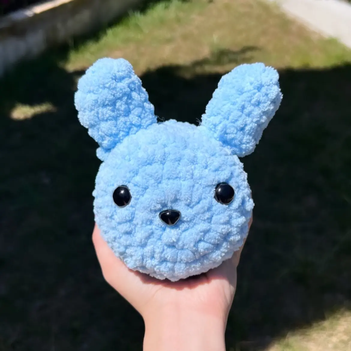 Blue fluffy bunny crochet