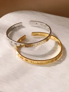 Vintage Elegant Roman Numeral Open Cuff Bracelet Jewelry, Cuff Bracelet Type, Plain Pattern, All Seasons Wear, No Choking Hazard, 1 Piece