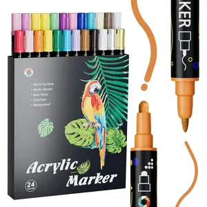 24 Colors   Pens,   Markers Dual Tip, with Dot Tip and Fine Tip,  Markers for Rock Painting, , Canvas, Fabric, Paper, DIY Crafts Making Art Supplies (24)