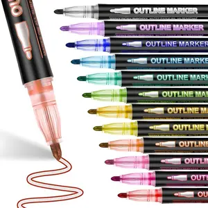 Double Line Outline Art Pen, DIY Graffiti Marker Pen, 8-48 Color Options, Ideal for Scrapbooking & Drawing, Perfect for Creative Projects