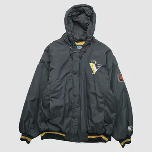 Pittsburgh Penguins Starter 90s Full Snap Jacket - Charcoal - M