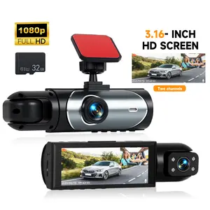 Full HD 1080P Dual Camera Dash Cam with IR Night Vision 3.16" IPS Screen Loop Recording Car Driving Recorder for Safety & Evidence with Free 32G TF Card