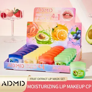 24/8/4pcs Set Multifruit Lip Mask Sleeping Lip Mask Lipstick Base Nourishing Moisturizing Lip Mask Compact Portable Easy to Carry Moisture Hydrating