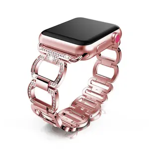 Compatible with Apple Watch Band 38/40/41/42/44/45/46/49mm, Women Jewelry Bling Diamond Rhinestone Replacement Metal Bands iWatch Ultra 3/2/1 Series 11/10/9/8/7/6/5/4/3/2/1/SE