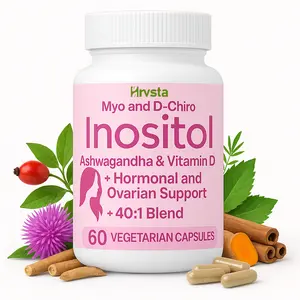 Hrvsta Myo-Inositol & D-Chiro Inositol Supplement for Women - Hormone Balance & Ovarian Support for Women - Ideal 40:1 Ratio, Vitamin D3 + Ashwagandha