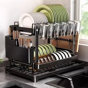 Countertop Dish Drying Rack, Multilayer Storage & Drainage Design,  Durable for Bowls, Plates, Utensils Organizing
