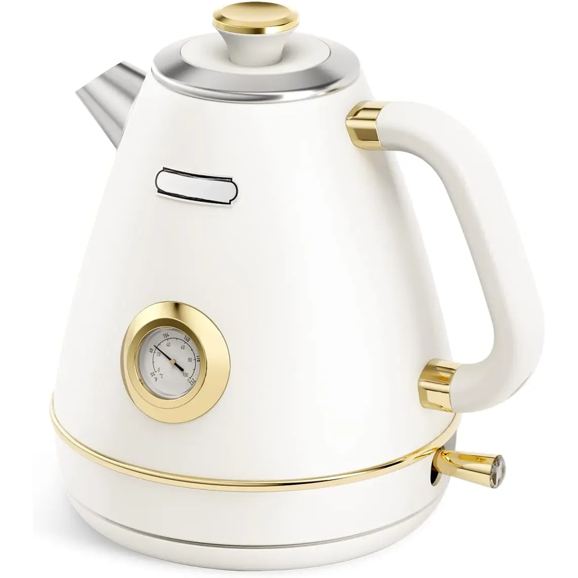 Retro Electric Kettle - 1.7 Liters / 57.5 Ounces  Kettle with , All Stainless Steel, 1200 Watts Fast Boiling, , Cordless, Automatic Shut Off -  White