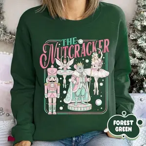 [Sale Up To 50%] Nutcracker Sweatshirt, The Nutcracker Christmas Shirt, Pink Nutcracker Ballet Shirt, Sugar Plum Fairy Tee, Christmas Nutcracker Shirt, streetwear graphic tee