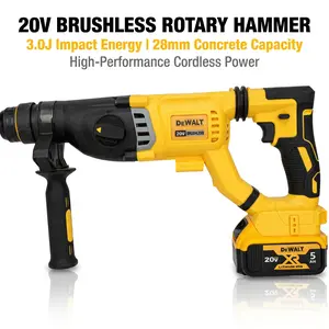 DEWALT DCH263 Rotary Hammer | 20V Brushless 3.0J Concrete Drilling,Cordless Drill Household Tool Set