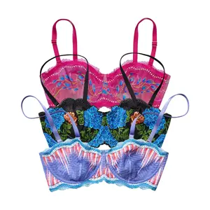 Spice Rack | Im Your Favorite Balconette Bra / Black Floral - Blue Icicle - Pink Peacock