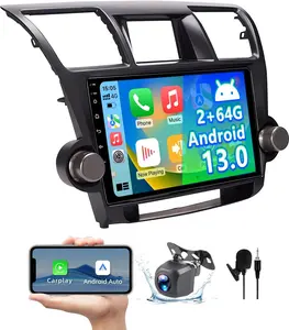 Car Stereo Radio Compatible with Toyota Highlander 2008 2009 2010 2011 2012 2013, Android 13 10" Touchscreen Car Radio Support Bluetooth,Wireless CarPlay Andriod Auto/WiFi/FM/GPS/Backup Camera