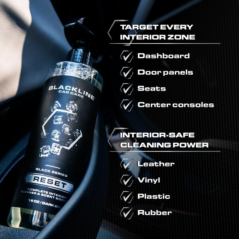 BLACKLINE RESET Complete Interior Cleaner & Scent Booster - 3 Signature Scents - Surface Safe Formula - Streak-Free Finish - Safe on All Surfaces - Car Cleaning Supplies