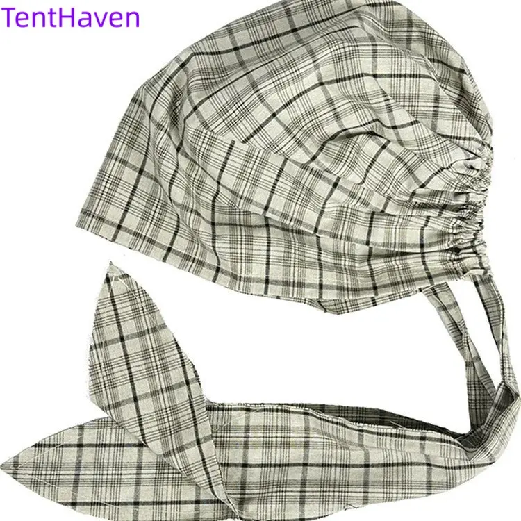 Women's Soft 2026 Cotton Lightweight Japanese Vintage Plaid Adjustable Strap Pull-On Headband Hat - Adults' Fashion Sports & Outdoor Accessory, One Size Fits All (52-58) for Spring-Summer Daily Use