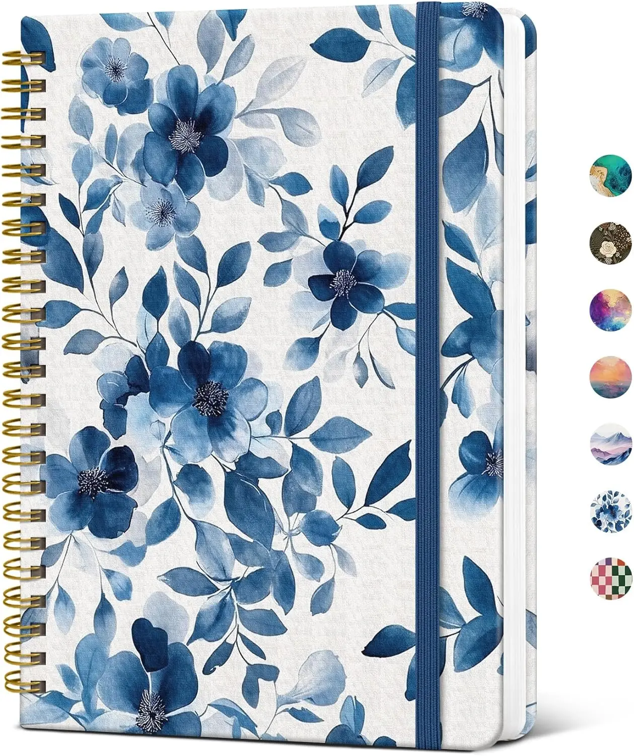 A5 Lined Hardcover Spiral Journal Notebook for Women, 140-Page College Ruled Student Stationary for Work & Note-Taking, Watercolor Petal Design Writing Journal