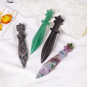Natural Crystal Dagger, 1 Count Original Stone Model Knife, Polishing Unbladed Knife Model, Crystal Carving, Crafts, Home Decor, Fengshui Ornaments, Crystal Bundles