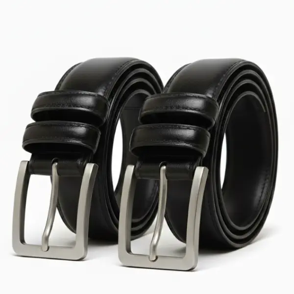 Men's Belt 2-Pack Leather belt for Casual & Formal Wear Good Quality Sturdy Buckle