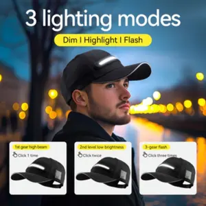LED Rechargeable Strong Light Sun Lamp Cap, Luminous Duckbill Cap for Outdoor Adventure, Night Running Lighting Hat for Men & Women