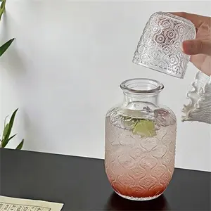 Vintage Round Glass Water Cup Set, Multifunctional Fashion Elegant Glass Cups for Coffee Juice Cocktails, Suitable for Restaurant Living Room Bedroom